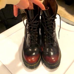 Dr. Marten maroon and black heel boots
